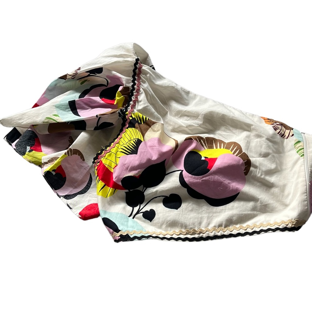 ZARA Multicolor Floral Asymmetrical One Shoulder
Top XS Rickrack Ribbon Trim